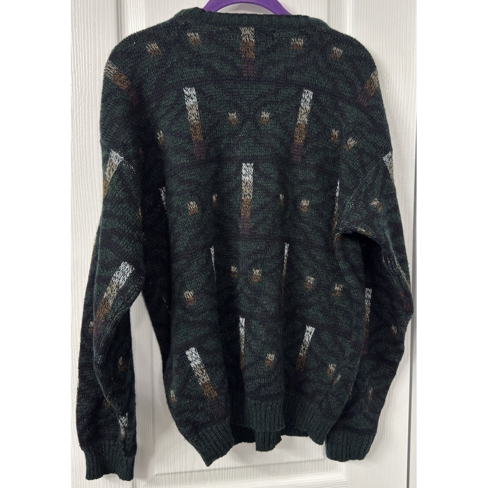 VTG Bugle Boy Sweater Mens Medium Geometric Knit Pullover Crewneck Y2K Retro - Picture 3 of 8